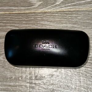 Coach Authentic Hard Shell Sunglasses Black 6.5” Case Cleaning Cloth Logo Preppy